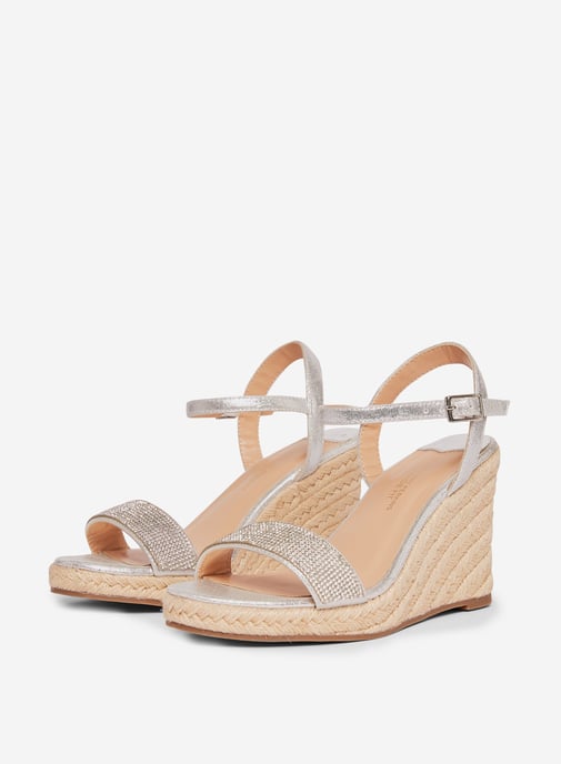 Dorothy Perkins Womens Grey Raa Raa Wedge Sandals Open Toe Heels Buckle Shoes
