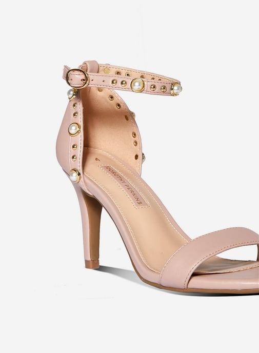 Dorothy Perkins Womens Beige Simba Pearl Heeled Ankle Sandals Stiletto Shoes