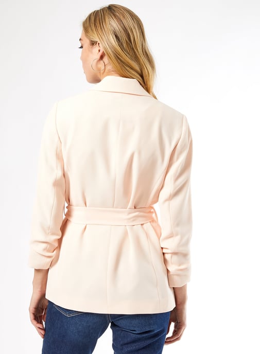 Dorothy Perkins Womens Pink Tie Waist Blazer Jacket Long Sleeve Outerwear Top