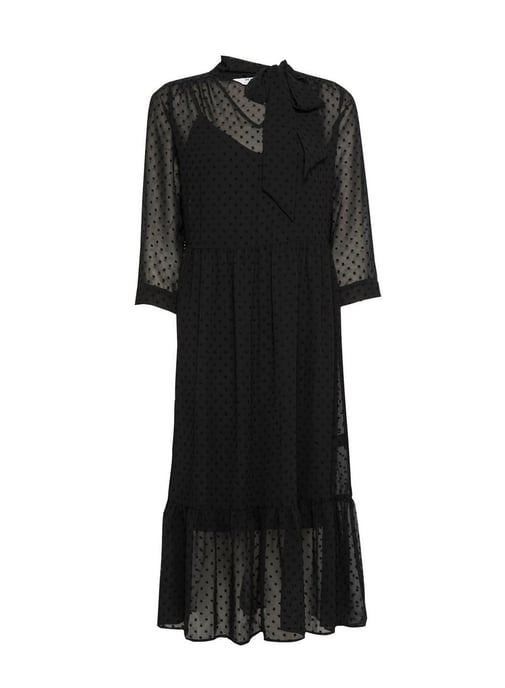 Dorothy Perkins Womens Petite Black Dobby Shirt Dress Tie Neck
