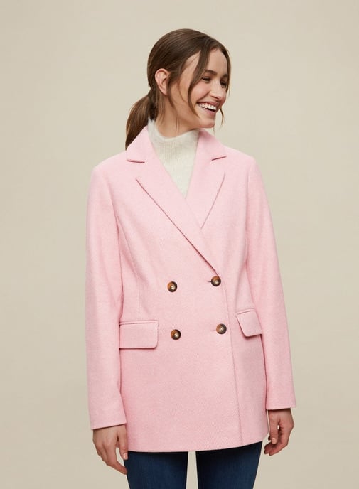 Dorothy Perkins Womens Pink Double Breasted Blazer Coat Jacket Outwear Top