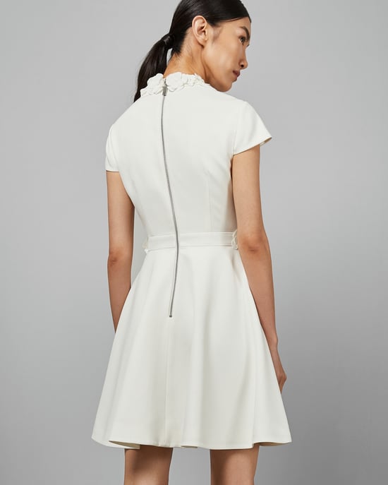 Ted Baker Elianah Floral Applique Skater Dress in White