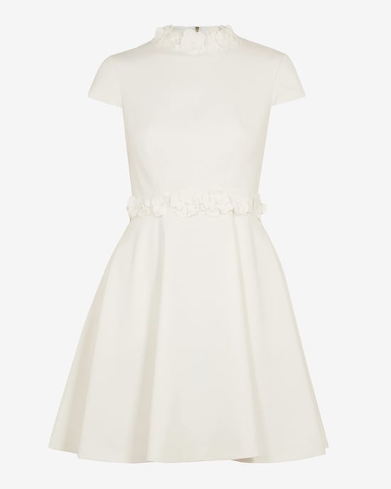 Ted Baker Elianah Floral Applique Skater Dress in White
