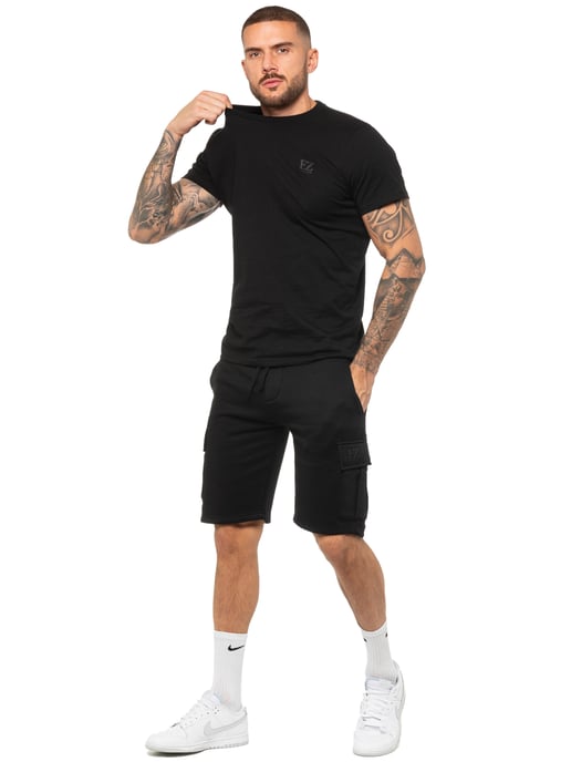Enzo | Heren T-shirt Trainingspak Met Korte Broek Set - Zwart - Image 2