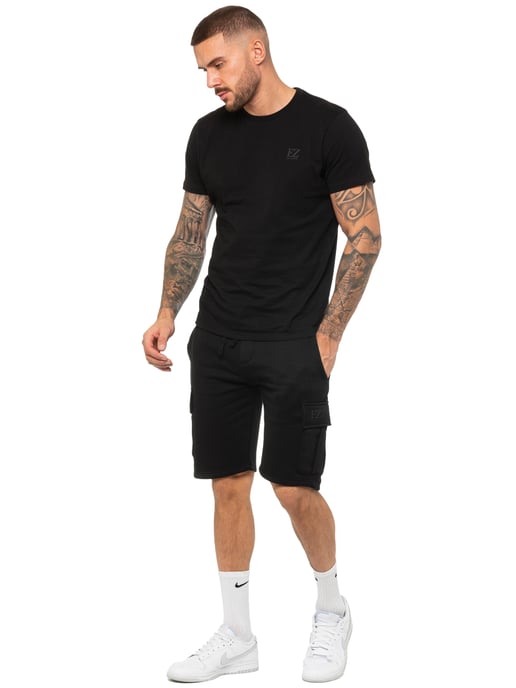 Enzo | Heren T-shirt Trainingspak Met Korte Broek Set - Zwart - Image 4