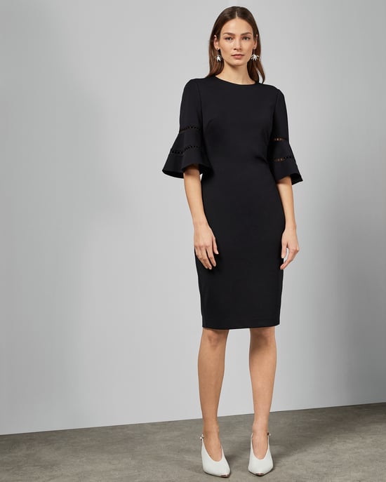 Ted Baker Filnio Lace Sleeve Bodycon Dress in Navy