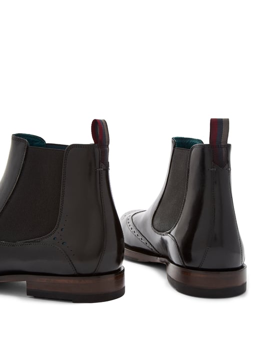 Ted Baker Camheri Leather Brogue Detail Chelsea Boots, Black