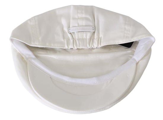 Dolce & Gabbana Mannen Wit Katoen Stretch Logo Newsboy Hoed Cap - Image 4