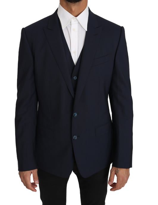 Dolce & Gabbana Heren Blazer Vest 2-Delig Blauw Wol MARTINI - Image 1