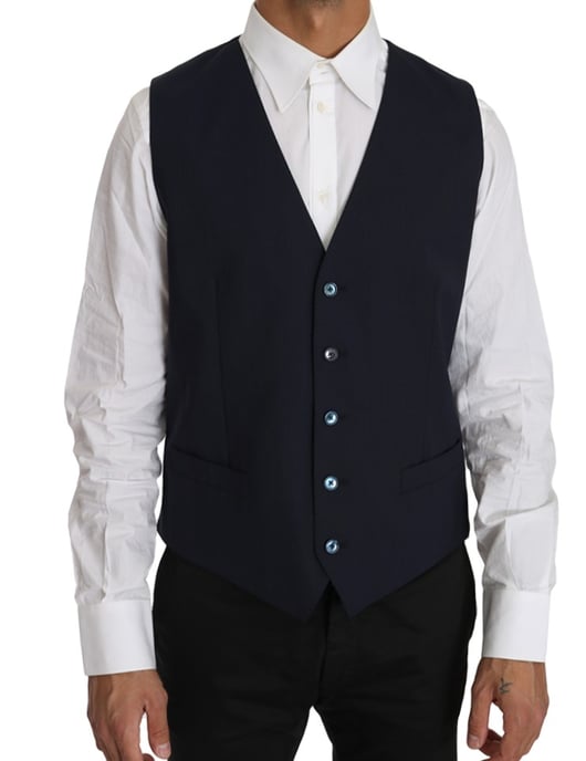 Dolce & Gabbana Heren Blazer Vest 2-Delig Blauw Wol MARTINI - Image 2