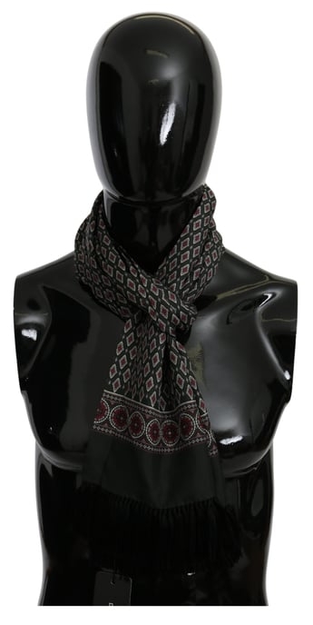 Dolce & Gabbana Green Baroque Wrap Shawl 100% Silk Scarf