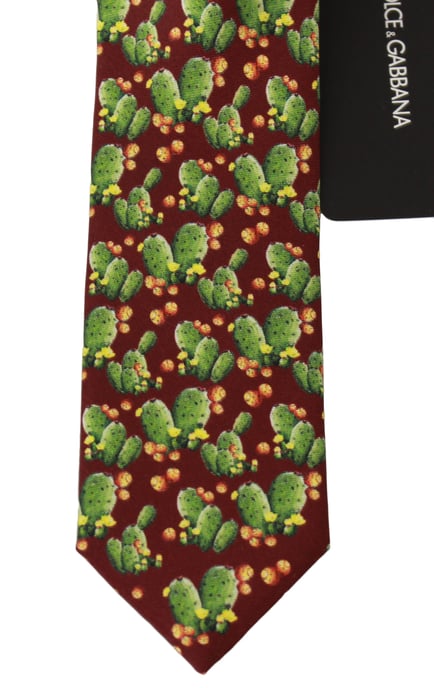 Dolce & Gabbana Heren Multicolor 100% Zijde Cactus Print Klassieke Stropdas - Image 2