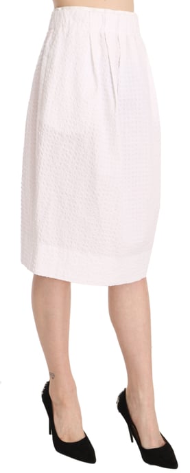 L' AUTRE CHOSE White Jacquard Plain Weave Stretch Midi Skirt