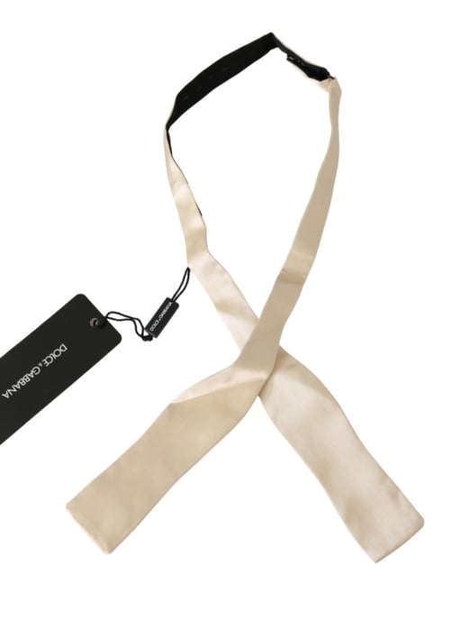 Dolce & Gabbana Beige Slim Skinny Herenstropdas 100% Zijde Stropdas - Image 1