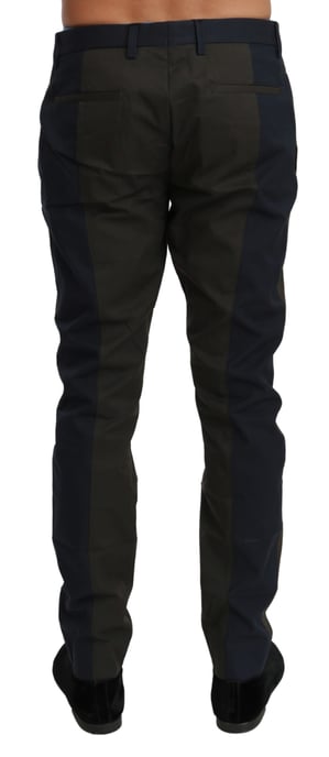 Dolce & Gabbana Heren Blauw Grijze Gestreepte Katoenen Broek - Image 3
