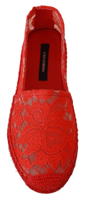 Dolce & Gabbana Rode Kant Katoenen Espadrilles Ballerina's - Image 2