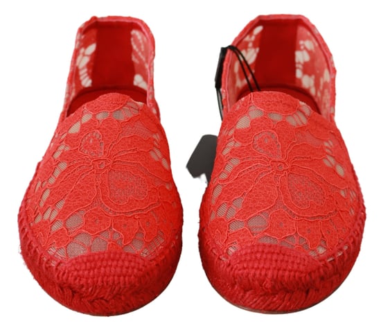 Dolce & Gabbana Rode Kant Katoenen Espadrilles Ballerina's - Image 3