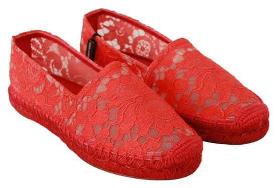 Dolce & Gabbana Rode Kant Katoenen Espadrilles Ballerina's - Image 4