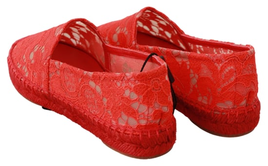 Dolce & Gabbana Rode Kant Katoenen Espadrilles Ballerina's - Image 5