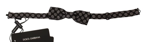 Dolce & Gabbana Bruin Zijde Polka Dot Jacquard Mannen Strik Papillon - Image 1