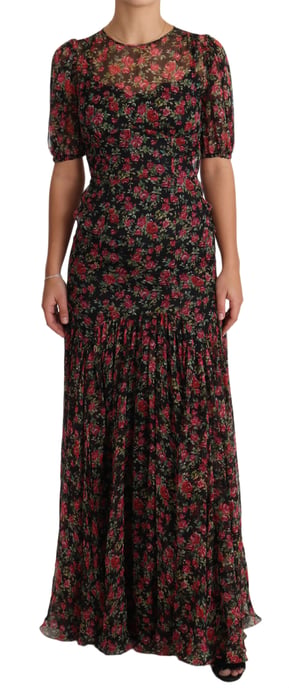 Dolce & Gabbana Zwart gebloemde rozen A-lijn Shiftjurk voor dames - Image 1