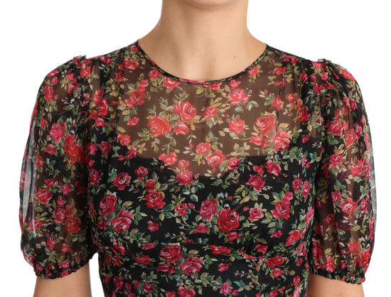 Dolce & Gabbana Zwart gebloemde rozen A-lijn Shiftjurk voor dames - Image 3