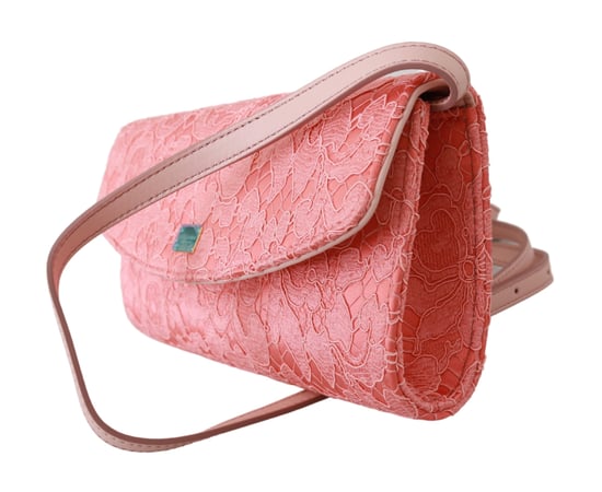 Dolce & Gabbana Pink Floral Lace Evening Long Clutch Cotton Bag