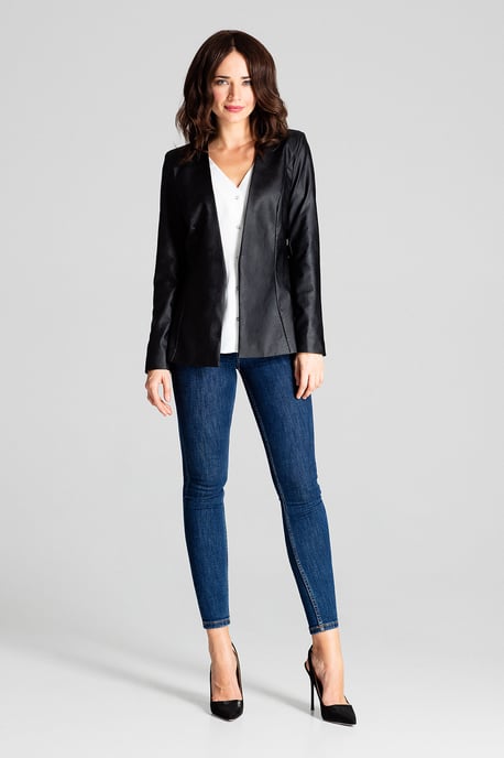 Black Fitted Eco-leather Blazer