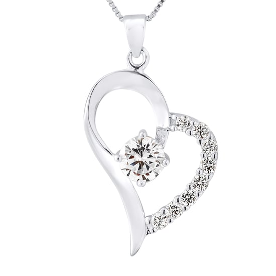 Hart hanger zirkonium zilver oxiden 925 wordt geleverd met ketting aangeboden - Image 1