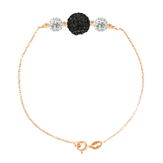 Trilogie armband kristal preciosa wit en zwart zilver 925 roze vergulde - Image 1