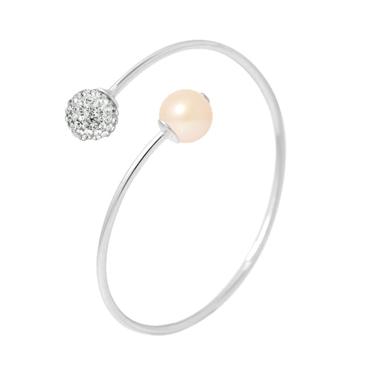 Armband u en mij roze cultuur parel en kristal preciosa wit semi rigide zilver 925 - Image 1