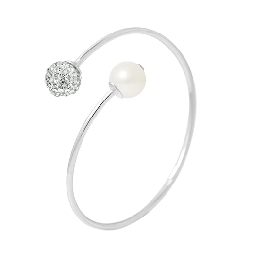 Armband u en mij witte cultuur parel en kristal preciosa wit semi rigide zilver 925 - Image 1
