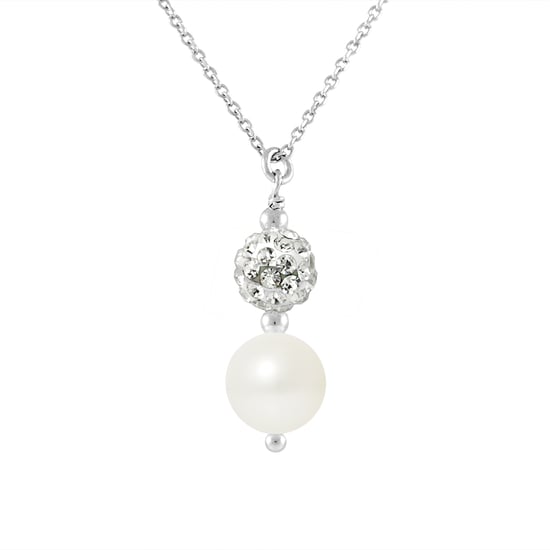 DIADEMA - Necklace - White Crystal & Pearl - Love Jewelry Collection