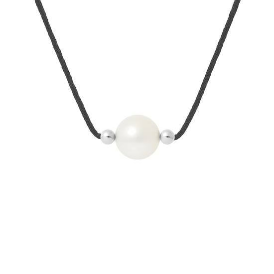 Zoetwaterparels Ketting Rond 9-10 mm White Nylon Black 925 - Image 1