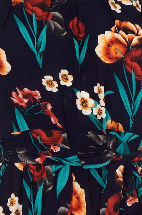 Black Poppy Print High Neck Maxi Dress