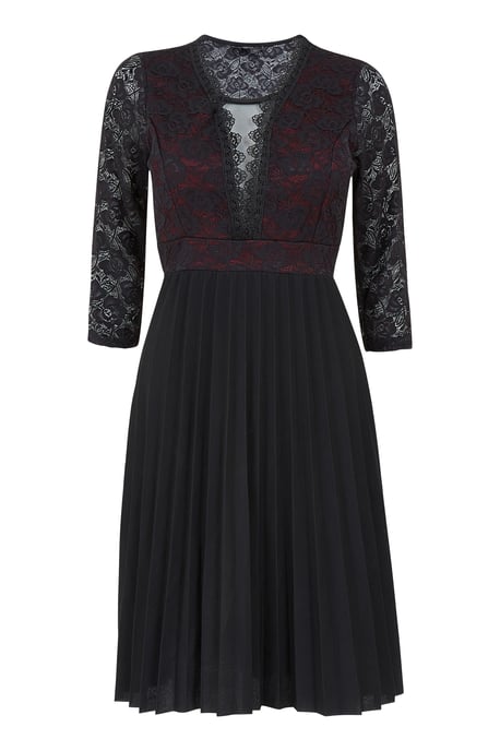 Lace Top Pleated Skirt Dress