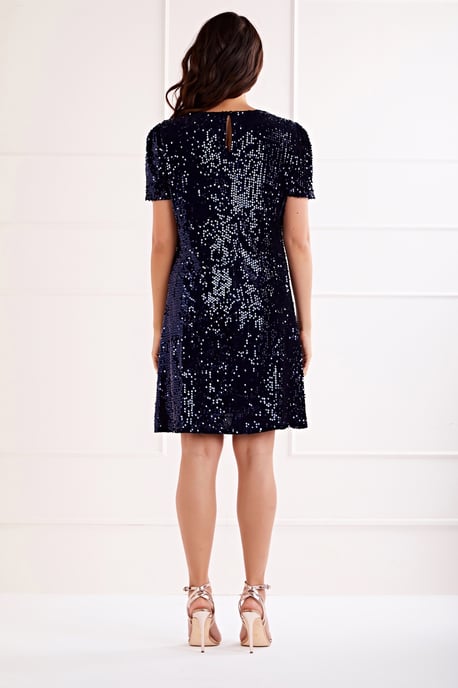Navy Sequin Shift Dress