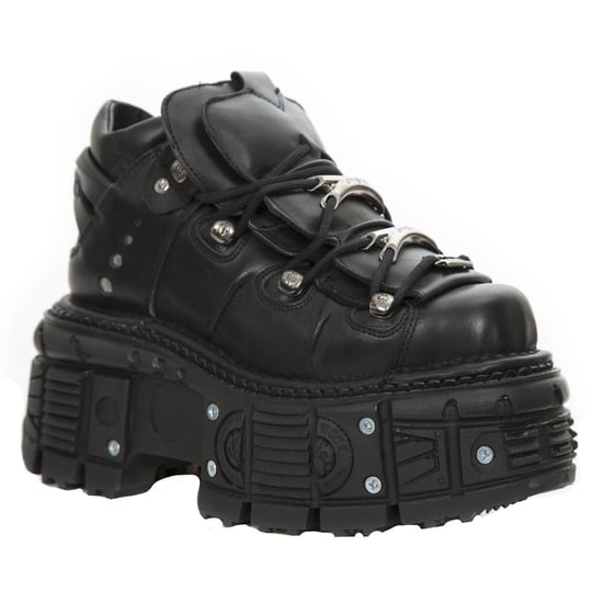 New Rock Unisex Metallic Black Leather Gothic Boots- M-TANK106-C2