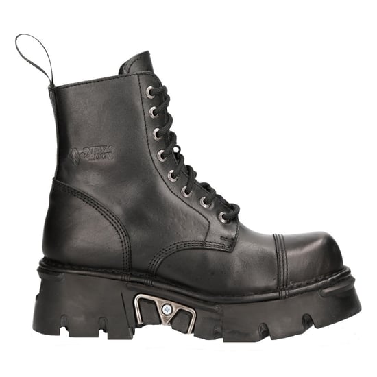 New Rock Black Leather Military Biker Boots- M-NEWMILI083-S19