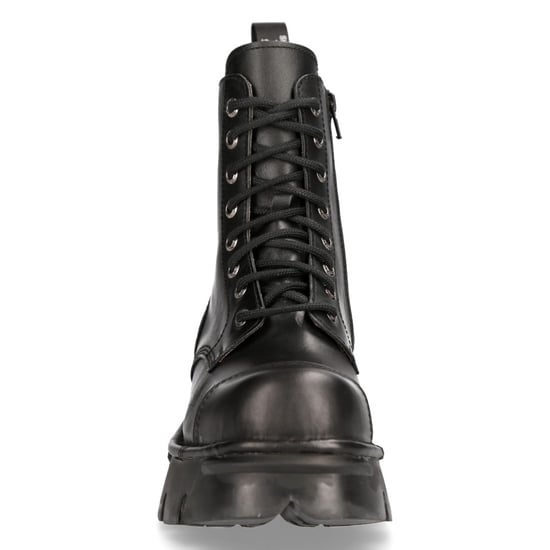 New Rock Black Leather Military Biker Boots- M-NEWMILI083-S19