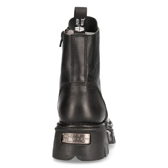 New Rock Black Leather Military Biker Boots- M-NEWMILI083-S19