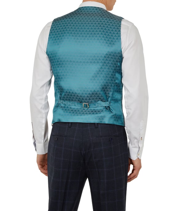 Ted Baker Afanw Debonair Check Waistcoat, Navy