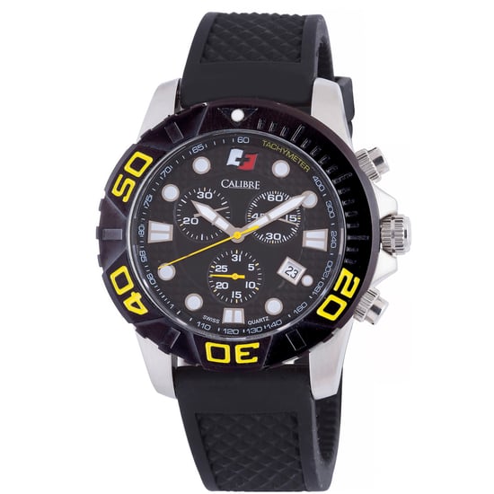 Calibre Men's Akron Swiss Made Movement Watch Black Rubber Strap Black Dial - Image 1