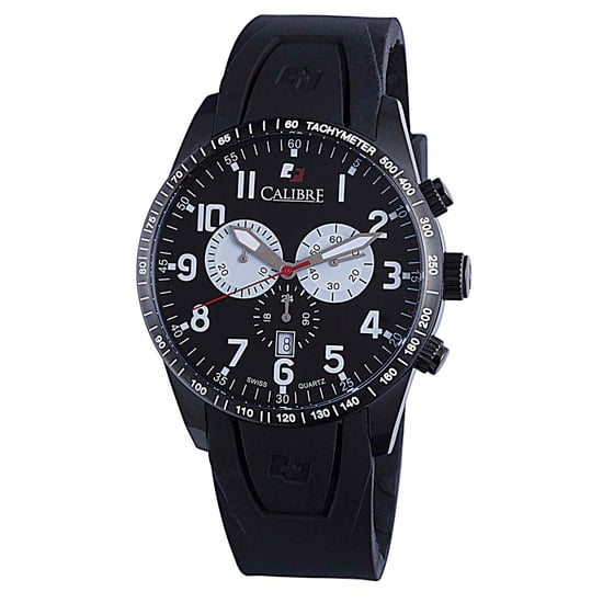 Calibre Men's Recruit Swiss Made Movement Watch Black Rubber Strap Black Dial - Image 1