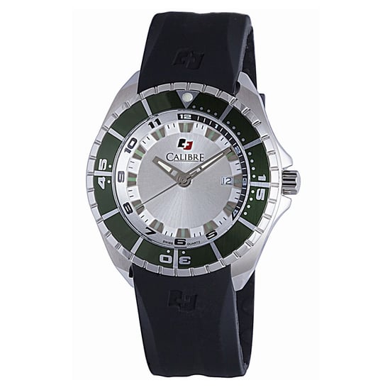 Calibre Men's Sea Knight Swiss Made Movement Watch Black Rubber Strap Silver Dial - Image 1