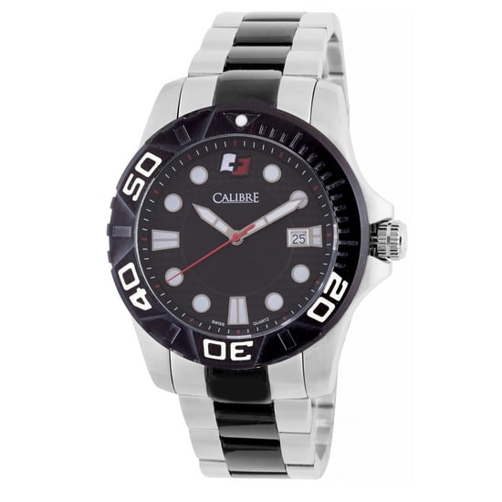 Calibre Men's Akron Swiss Made Movement Watch Two Tone Stainless Steel Strap Black Dial - Image 1