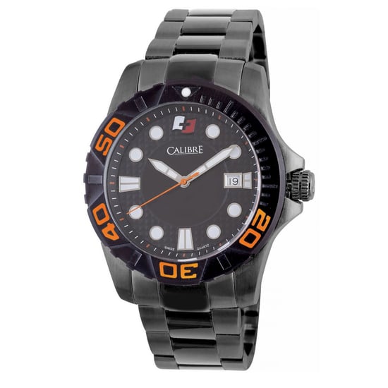 Calibre Men's Akron Swiss Made Movement Watch Black Stainless Steel Strap Black Dial - Image 1