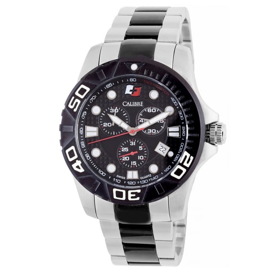 Calibre Men's Akron Swiss Made Movement Watch Two Tone Stainless Steel Strap Black Dial - Image 1