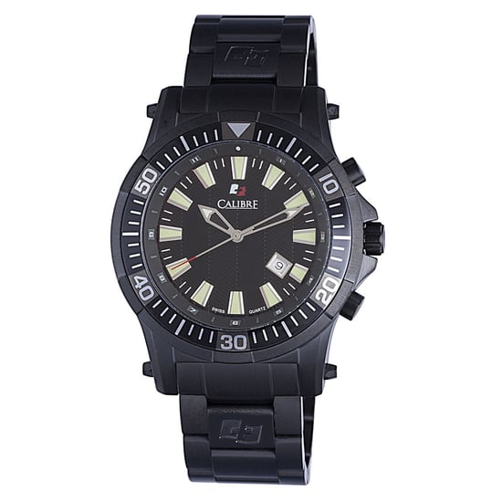Calibre Men's Hawk Date Swiss Made Movement Watch Black Stainless Steel Strap Black Dial - Image 1