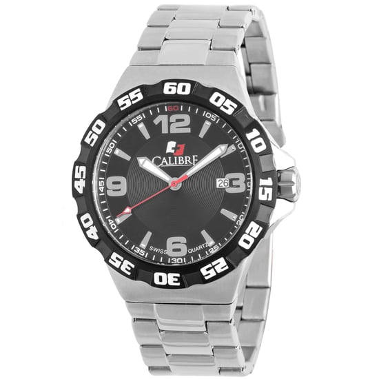 Calibre Men's Lancer Swiss Made Movement Watch Silver Stainless Steel Black L3 Dial